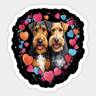 Airedale Terrier Couple Valentine Sticker